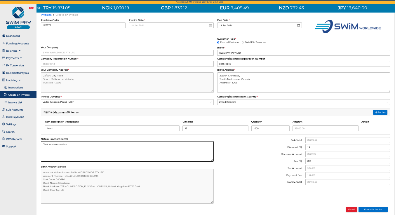 make invoice step 3